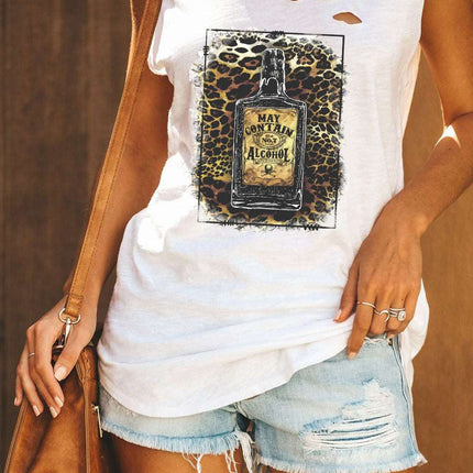 Broken Hole Detail Sleeveless Crew Neck Tank Top