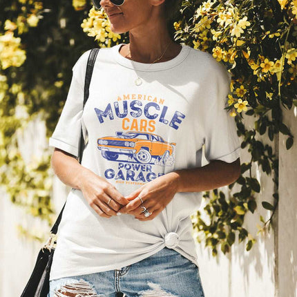 Casual Letter and Car Print Graphic Tee