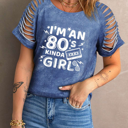 Daisy Letter Print Cut-out Short Sleeve T-shirt