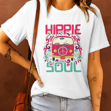 Letters Printed Short Sleeve Graphic T Shirt