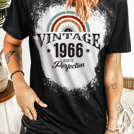 Western Pattern Leopard Letter Print Short Sleeve T-shirt