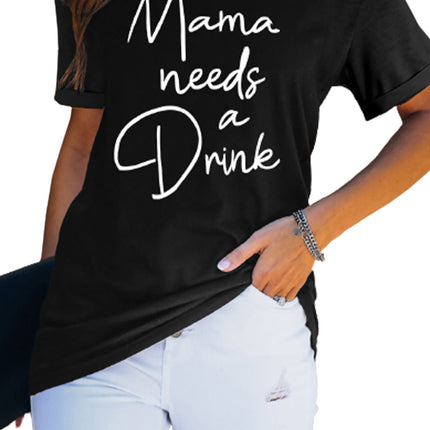 Mama Letter Leopard Print Graphic T-Shirt