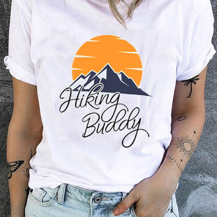 Floral Print Round Neck Short Sleeve Tunic Top