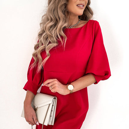 Bow Backless 3/4 Sleeve High Waist Mini Dress