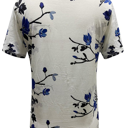 Floral Print Round Neck Short Sleeve T Shirt