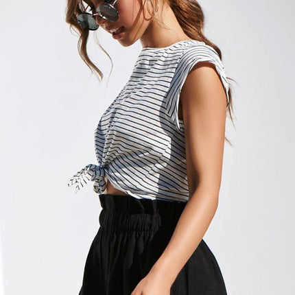Striped Crop Top with Tie up