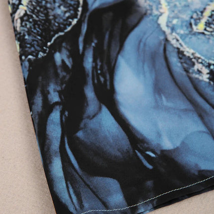 Glam Night Gold Marble Print Ocean Wave Mini Dress