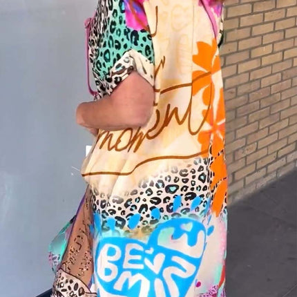 Boho Casual Leopard Print Short Sleeve Dress