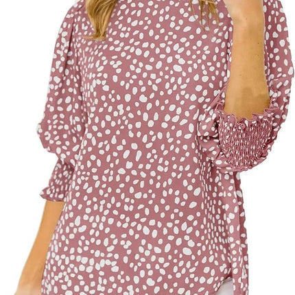 Pink Print Round Neck Top