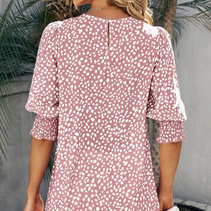 Pink Print Round Neck Top