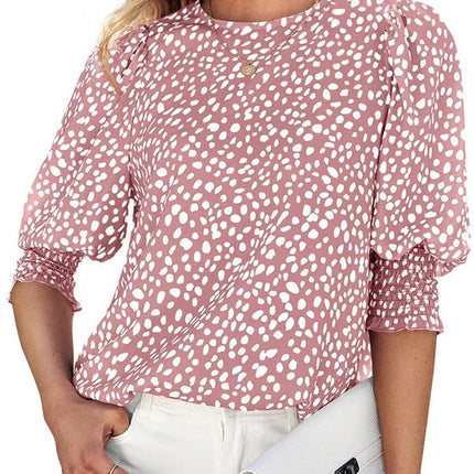Pink Print Round Neck Top