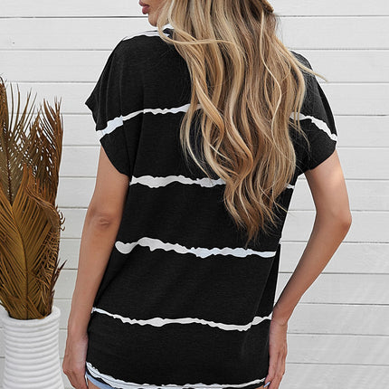 Gradient Color Short Sleeve T-Shirt with Pocket