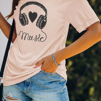 Tie Dyed Gesture Letter Print Short Sleeve T Shirt