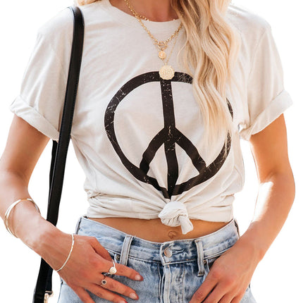 Letters Printed Short Sleeve Graphic T Shirt