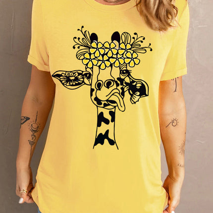 Western Horse Letter Print Graphic T-shirt