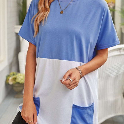 Colorblock Pocketed Mini Dress