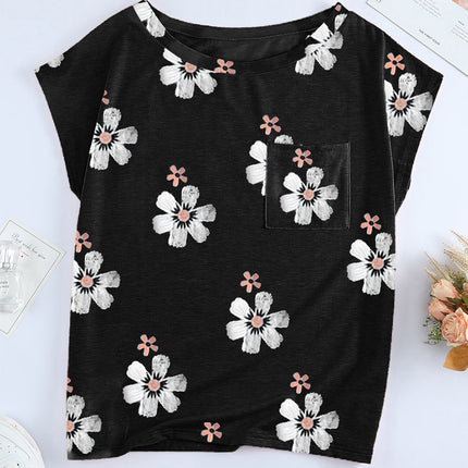 Gradient Color Short Sleeve T-Shirt with Pocket