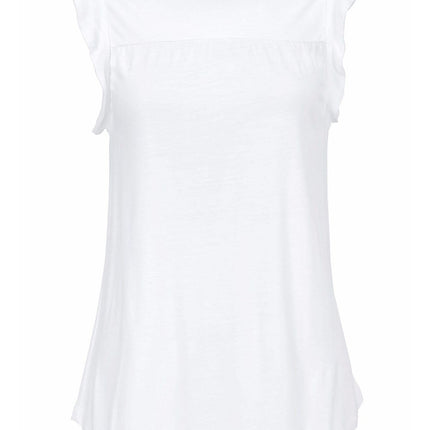 Keyhole Back Ruffled Sleeveless Top