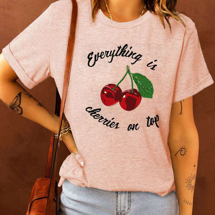 Be Happy Graphic Print Short Sleeve T Shirt