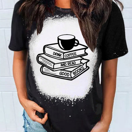 Western Pattern Leopard Letter Print Short Sleeve T-shirt