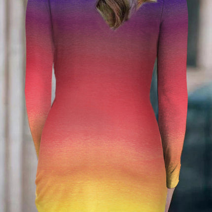 Khaki Long Sleeve Cut-out Twist Ruched Bodycon Mini Dress