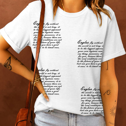 Letters Printed Short Sleeve Graphic T Shirt