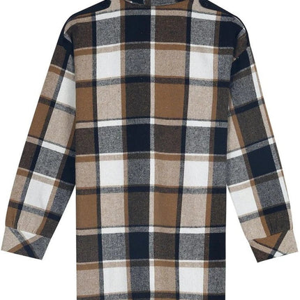Stylish Check Print Coffee Outerwear