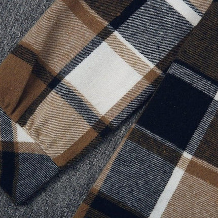 Stylish Check Print Coffee Outerwear