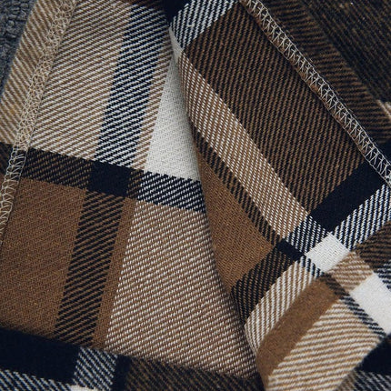 Stylish Check Print Coffee Outerwear