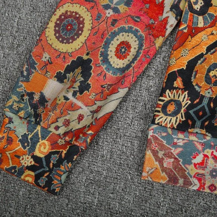 Culture Print Button Up Long-Sleeved Top