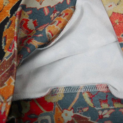 Culture Print Button Up Long-Sleeved Top