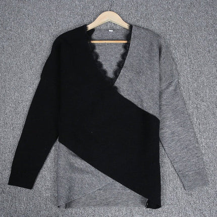 Draped in Style Color Block Long Sleeve Sweater