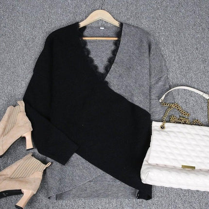 Draped in Style Color Block Long Sleeve Sweater