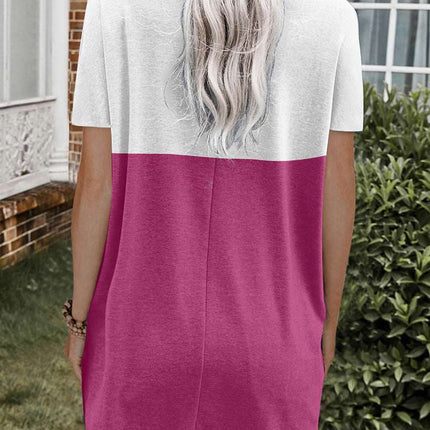 Colorblock Pocketed Mini Dress