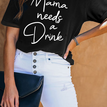 Mama Letter Leopard Print Graphic T-Shirt