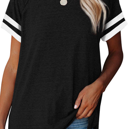 Plain Colorblock Raglan Sleeve T-shirt