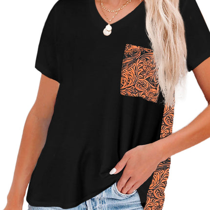 Wihte Leopard Printed Splicing T-Shirt