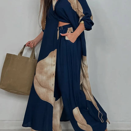 Colorblock Loose Fashionable Casual Two-piece suit