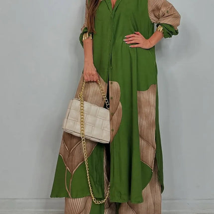 Colorblock Loose Fashionable Casual Two-piece suit