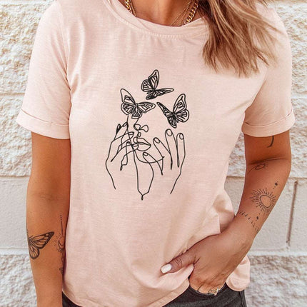 Be Happy Graphic Print Short Sleeve T Shirt