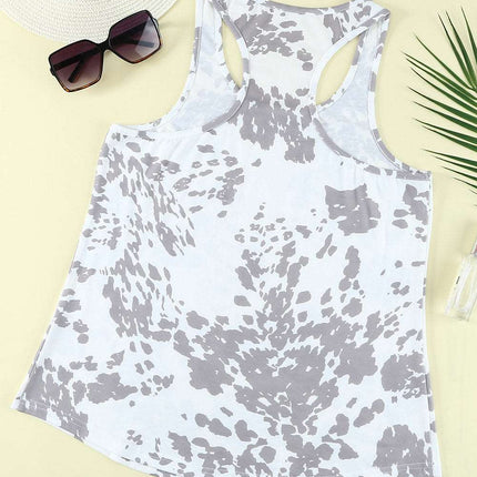 Cow Print Racerback Tank Top