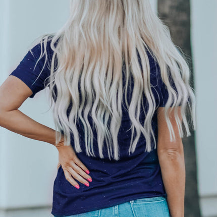 Western Pattern Leopard Letter Print Short Sleeve T-shirt