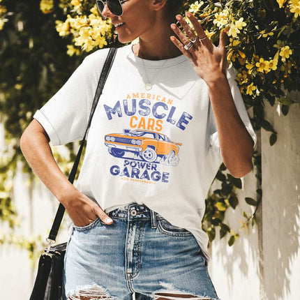 Casual Letter and Car Print Graphic Tee