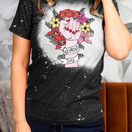 Western Pattern Leopard Letter Print Short Sleeve T-shirt