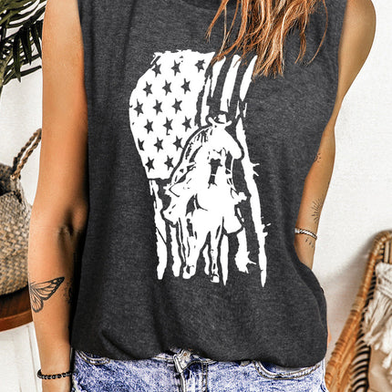 Valentine Heart Print Loose Crew Neck Tank Top