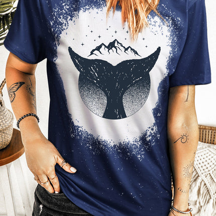 Western Pattern Leopard Letter Print Short Sleeve T-shirt