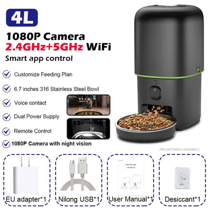 FURPIPI 2L/4LSmart Automatic Pet Feeder with 1080P Camera & App Control