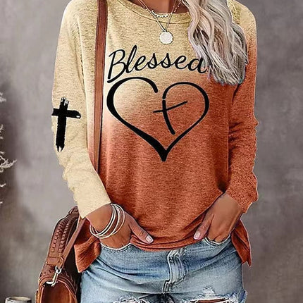 Special cross Print Long Sleeve Top