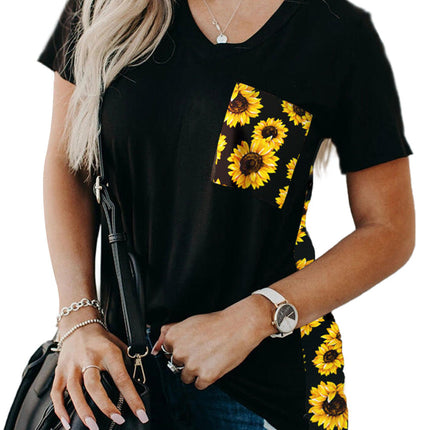 Wihte Leopard Printed Splicing T-Shirt