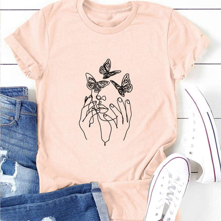 Be Happy Graphic Print Short Sleeve T Shirt